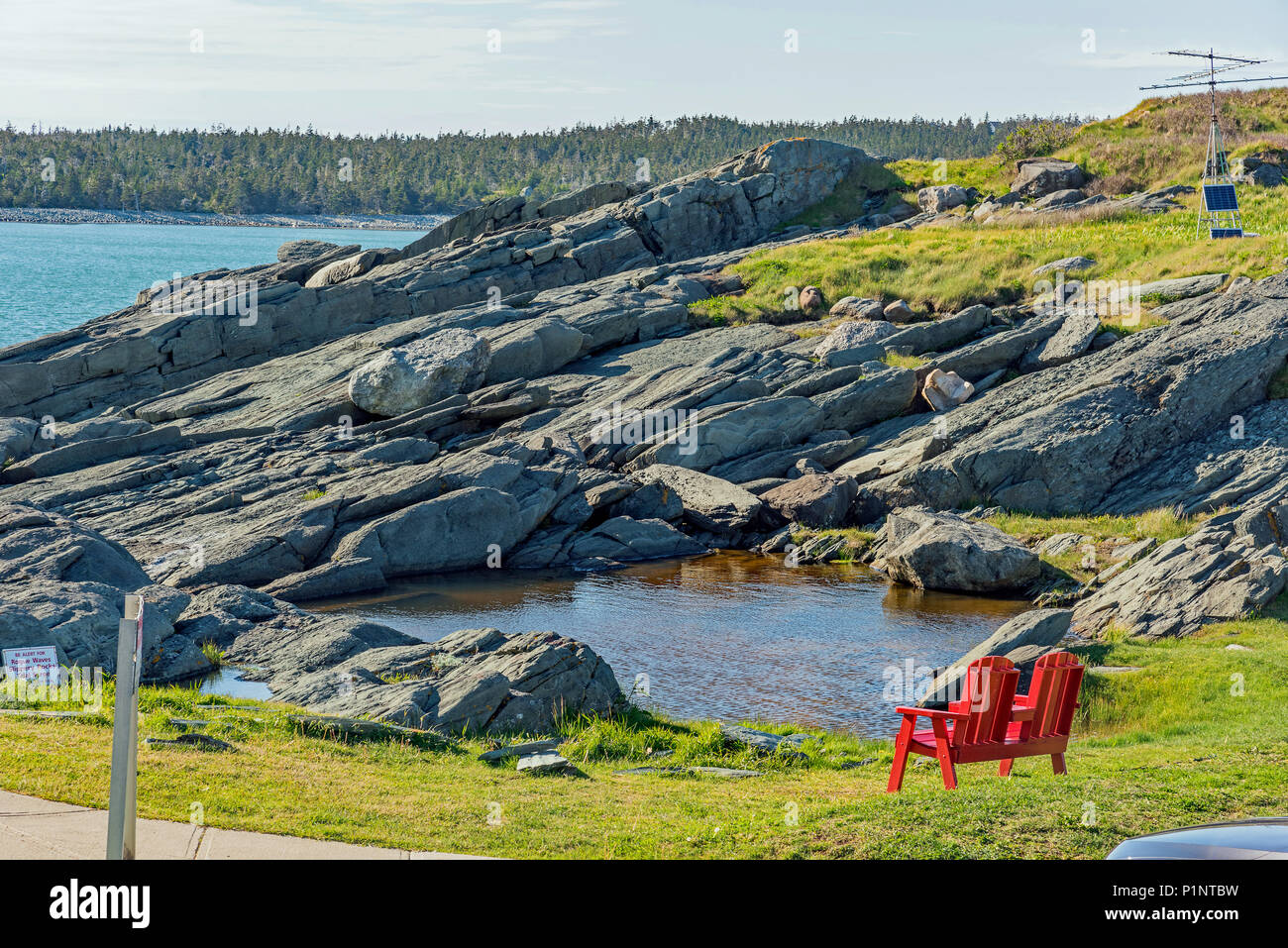 Cape Forchu Lightstation aree salotto. Cape Forchu, Nova Scotia, Canada Foto Stock