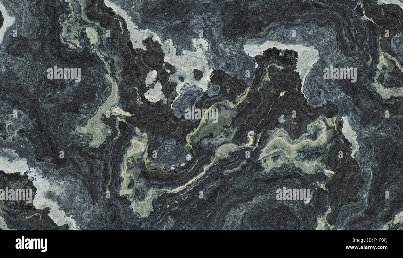 Modello di marmo con parentesi grigio e nero nelle vene. Abstract texture e background. 2D illustrazione Foto Stock