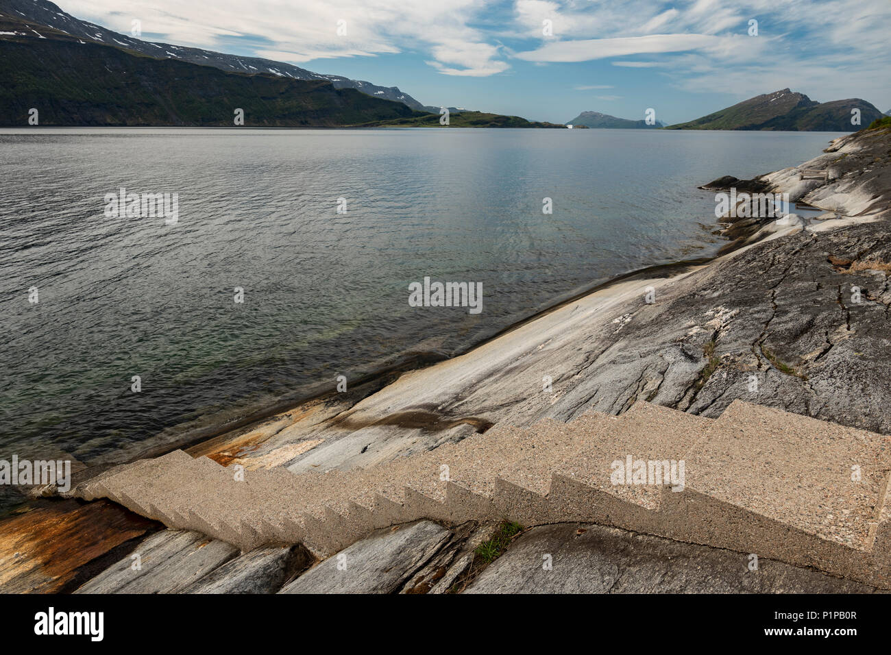 Hellaga area riposo, Helgelandskysten, Norvegia. Foto Stock