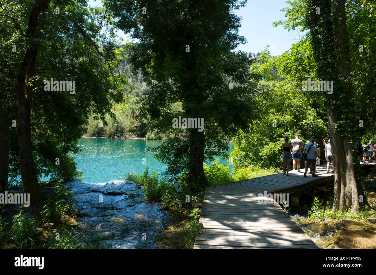 Parco Nazionale di Krka Croazia Europa. Il 2 giugno 2018, bella e soleggiata giornata estiva.bella foto all'aperto della natura e del paesaggio. Laghi, fiumi e cascate. Foto Stock