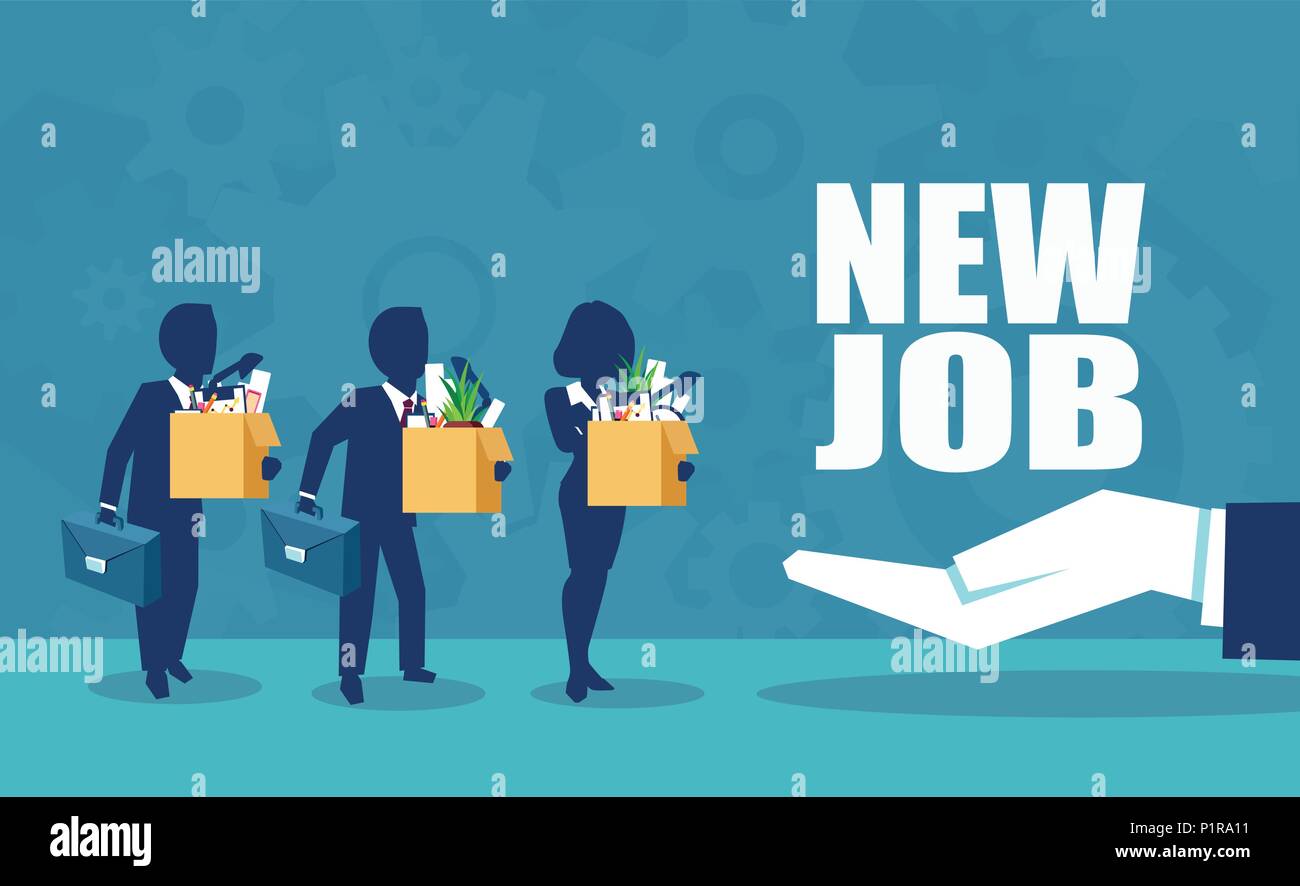 Benvenuti al nuovo lavoro business. Il boss aziendale offrendo una nuova opportunità di lavoro per i dipendenti. Start e il tempo per un nuovo lavoro illustrazione vettore c Illustrazione Vettoriale