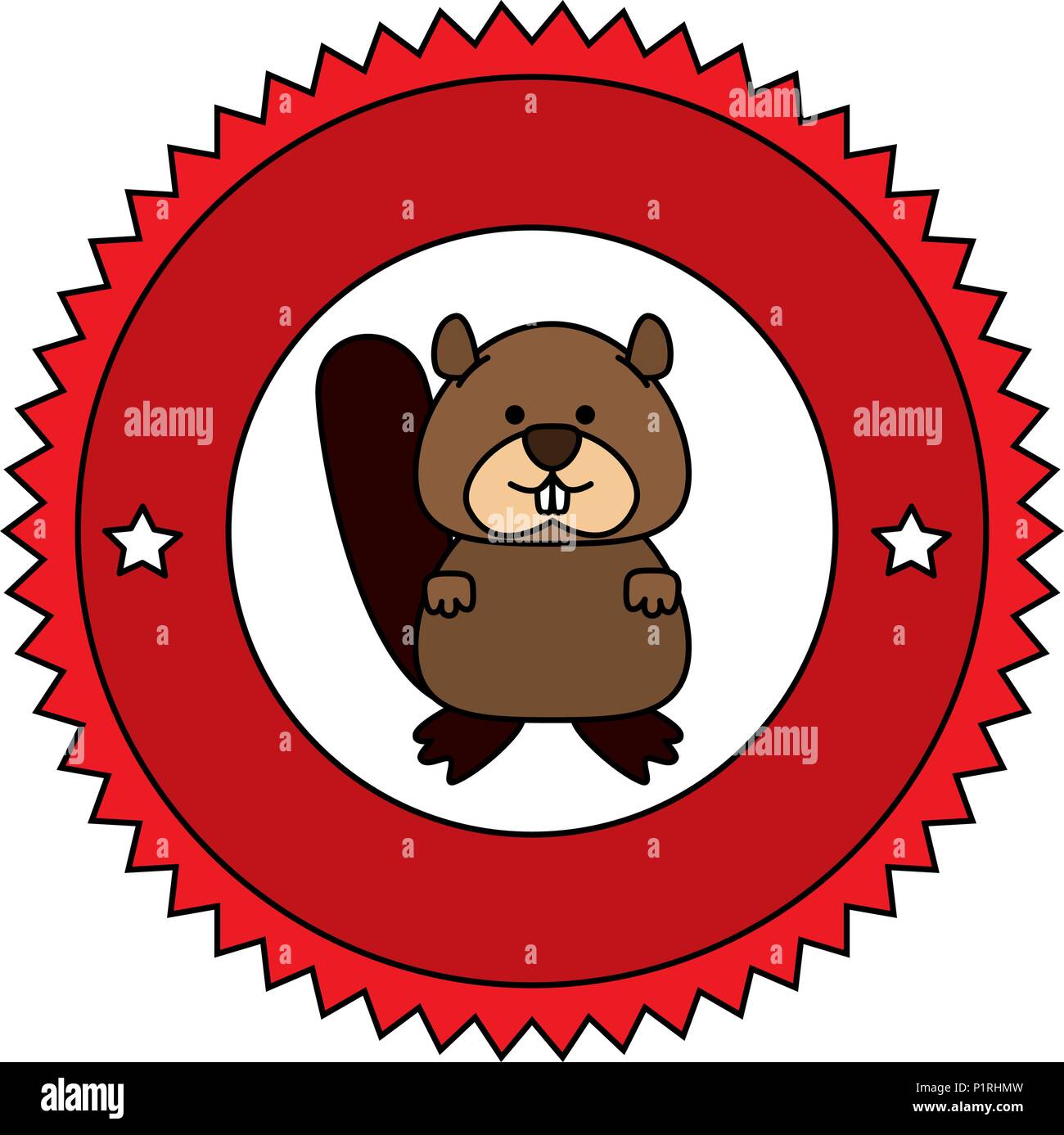 Carino marmotta canadese guarnizione illustrazione vettoriale design Illustrazione Vettoriale