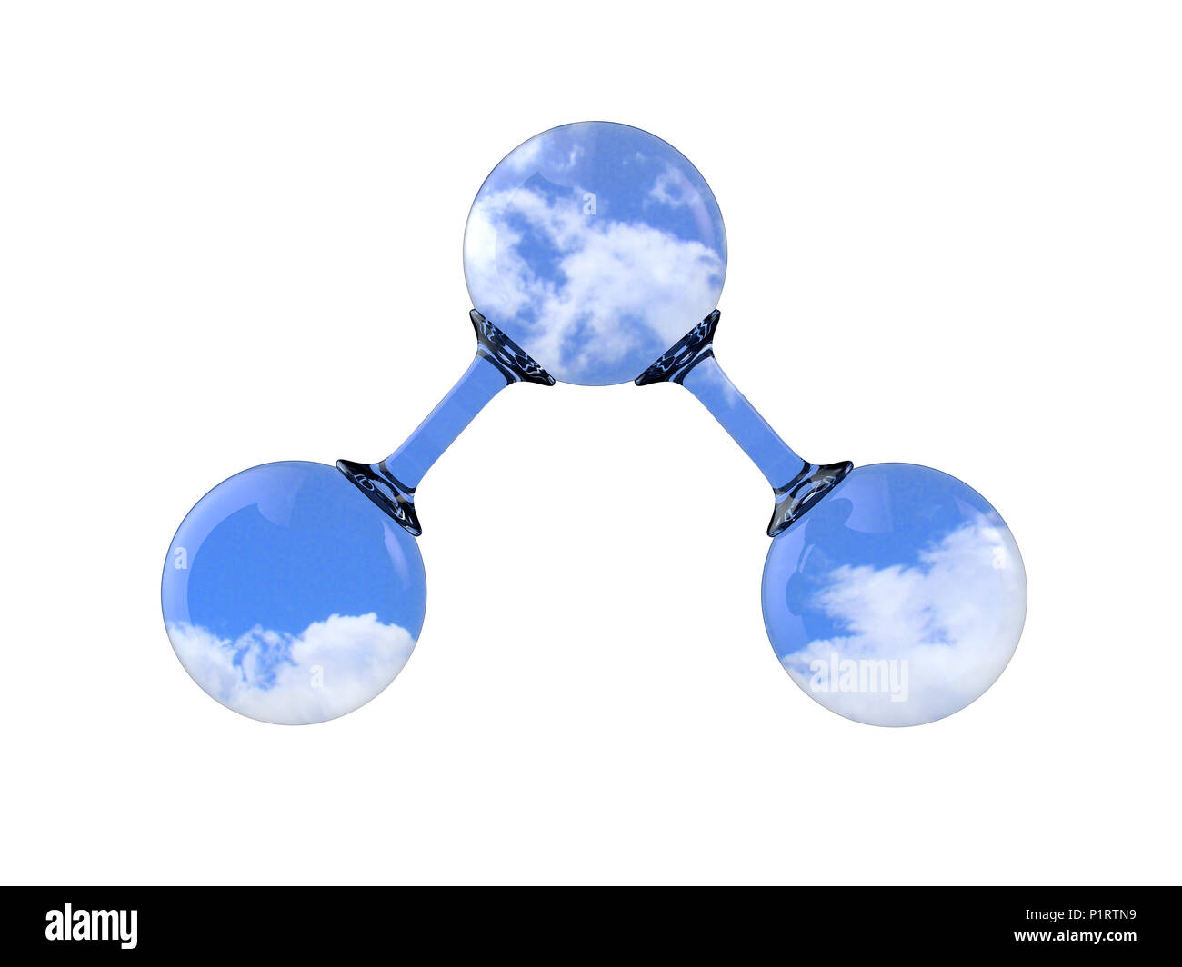 3d'illustrazione, una molecola di ozono bianco isolato Foto Stock