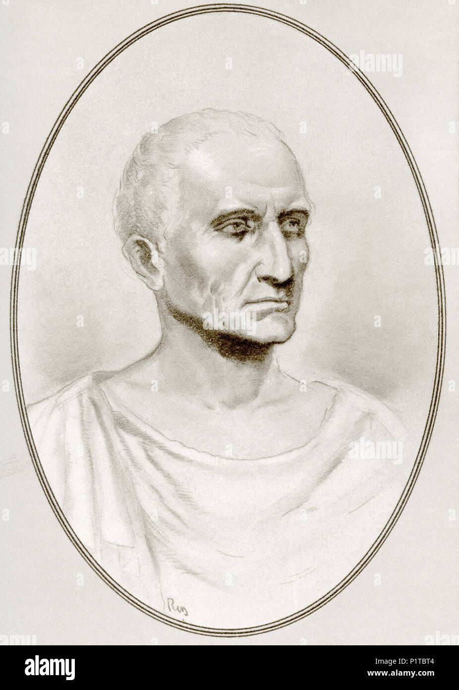 Caio Giulio Cesare, 100 - 44 BC, aka Giulio Cesare. E politico romano generale militare. Illustrazione da Gordon Ross, artista americano e illustrator (1873-1946), dal vivere le biografie di famosi sovrani. Foto Stock