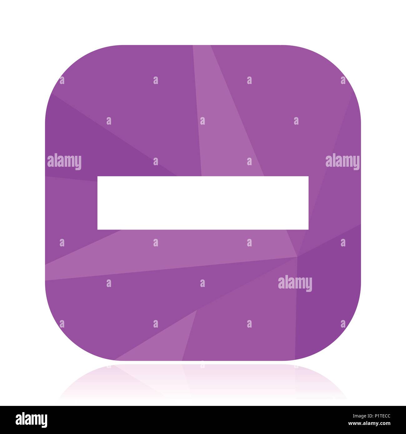 Meno piatto icona vettore. La linea viola pulsante web. Internet Math square segno. Scheda design moderno simbolo in eps 10. Illustrazione Vettoriale