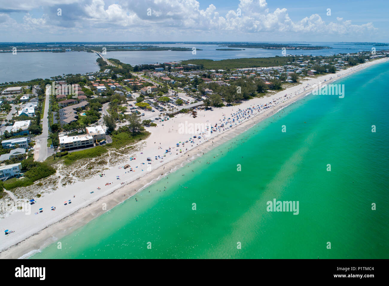 Holmes Beach su Anna Maria Island è un popolare Florida con destinazione turistica sulle spiagge del Golfo del Messico Foto Stock