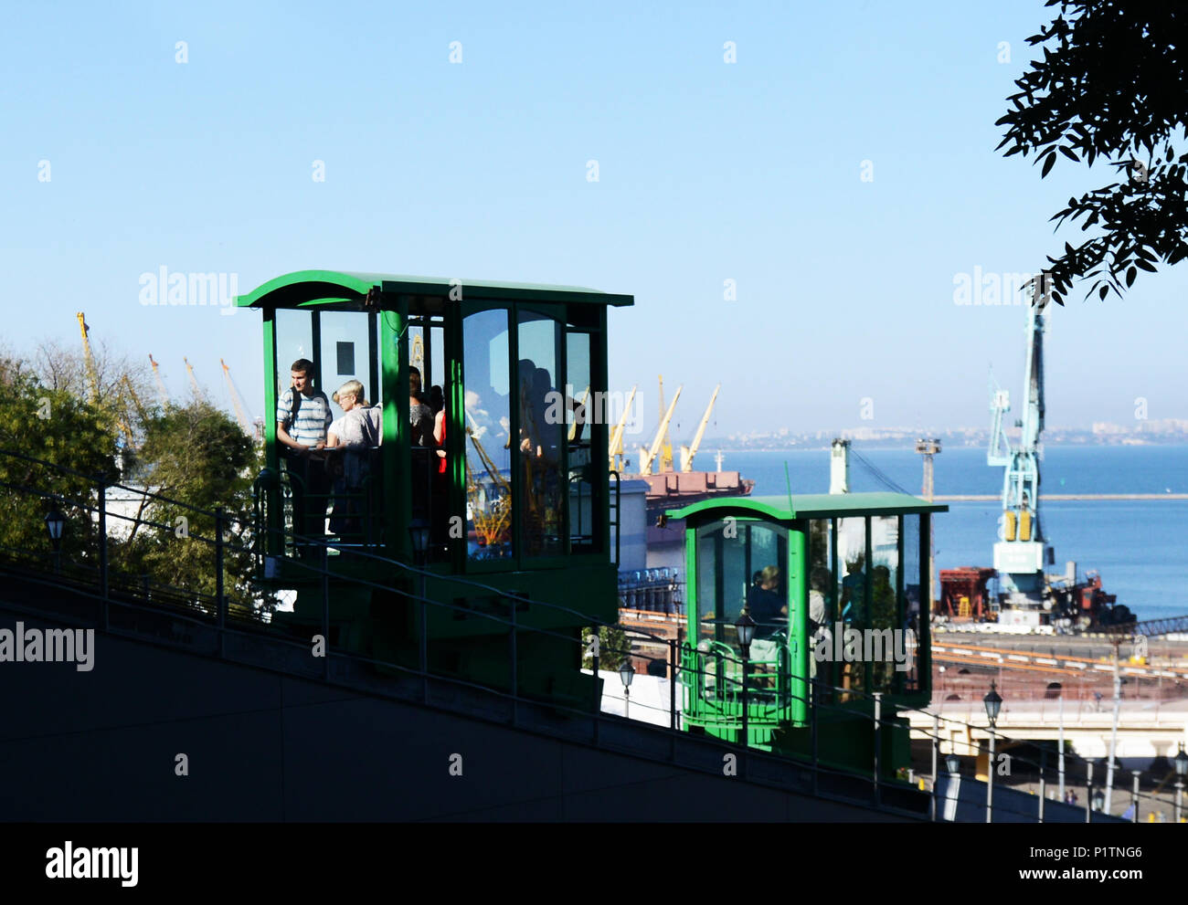 La Funicolare collega il porto di Odessa con Primorsky Boulevard. Foto Stock
