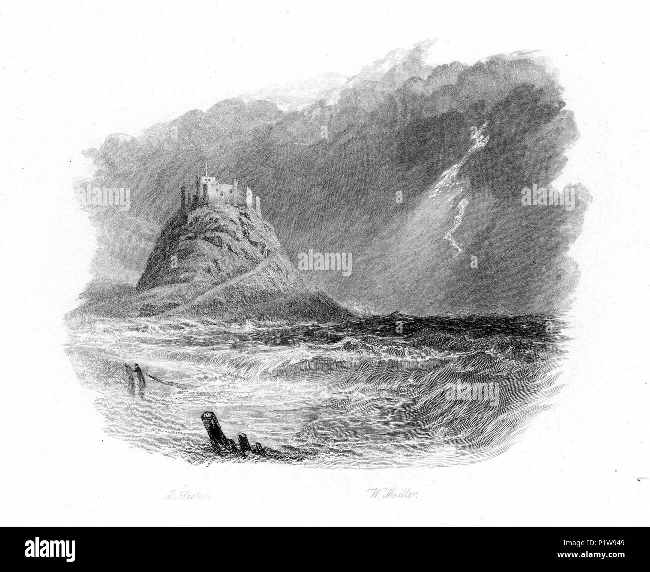 "Sì dove la schiumatura flutti rave mentre l' incisione di William Miller dopo Birket Foster Foto Stock