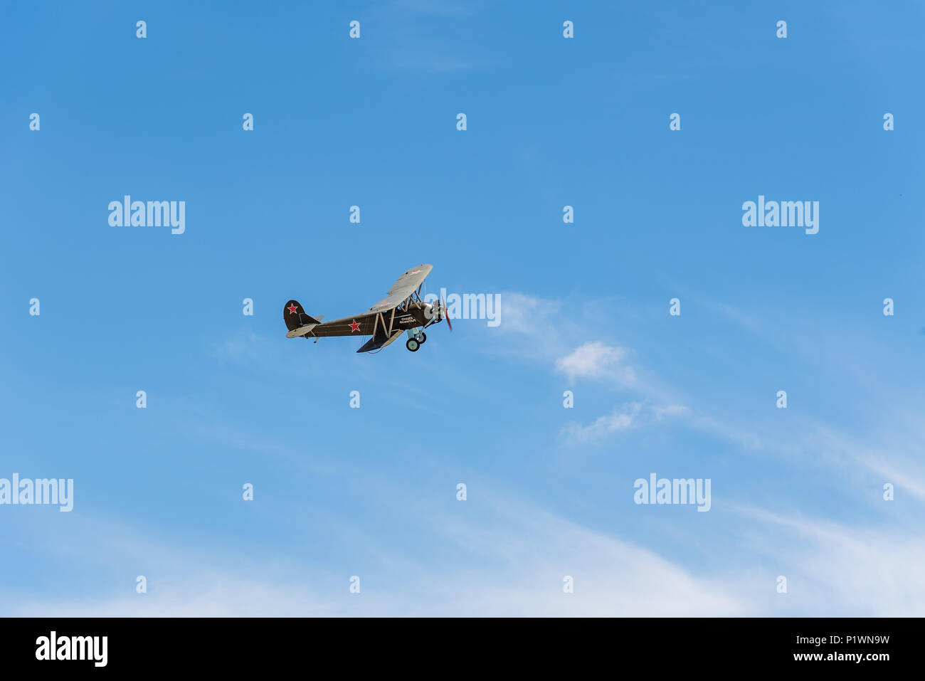 Madrid, Spagna - 3 Giugno 2018: Polikarpov Po 2 dal 1928 Aerei russi durante air show della storica collezione aerei a Cuatro Vientos airport Foto Stock