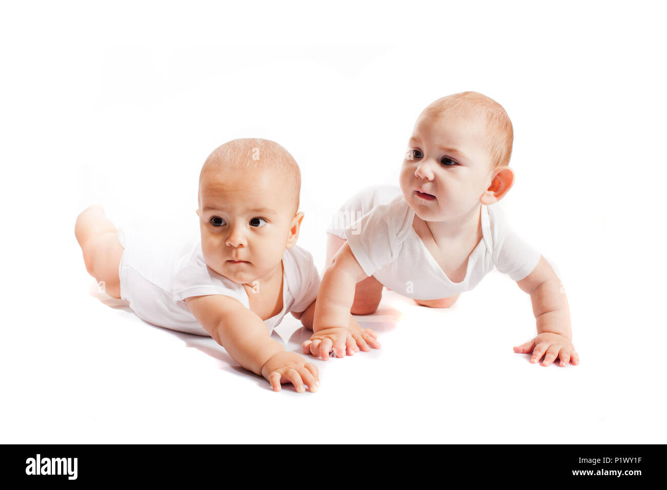 Bambini isolato su bianco Foto Stock