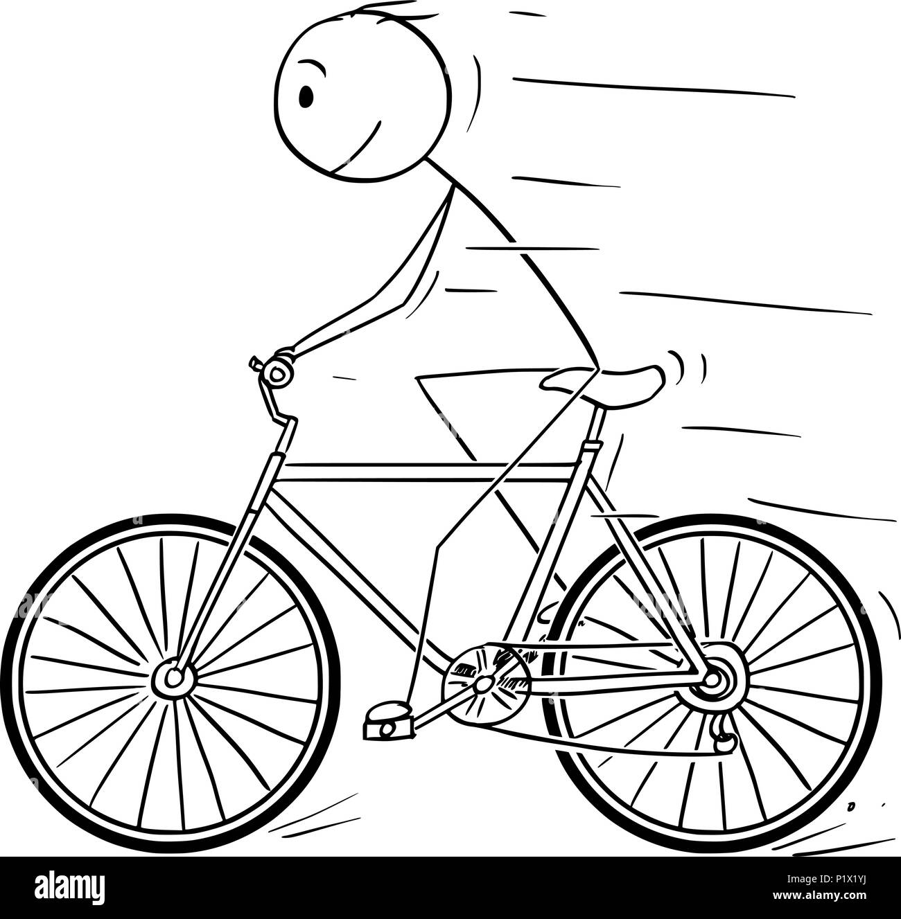 Cartoon di uomo a cavallo in bicicletta Illustrazione Vettoriale