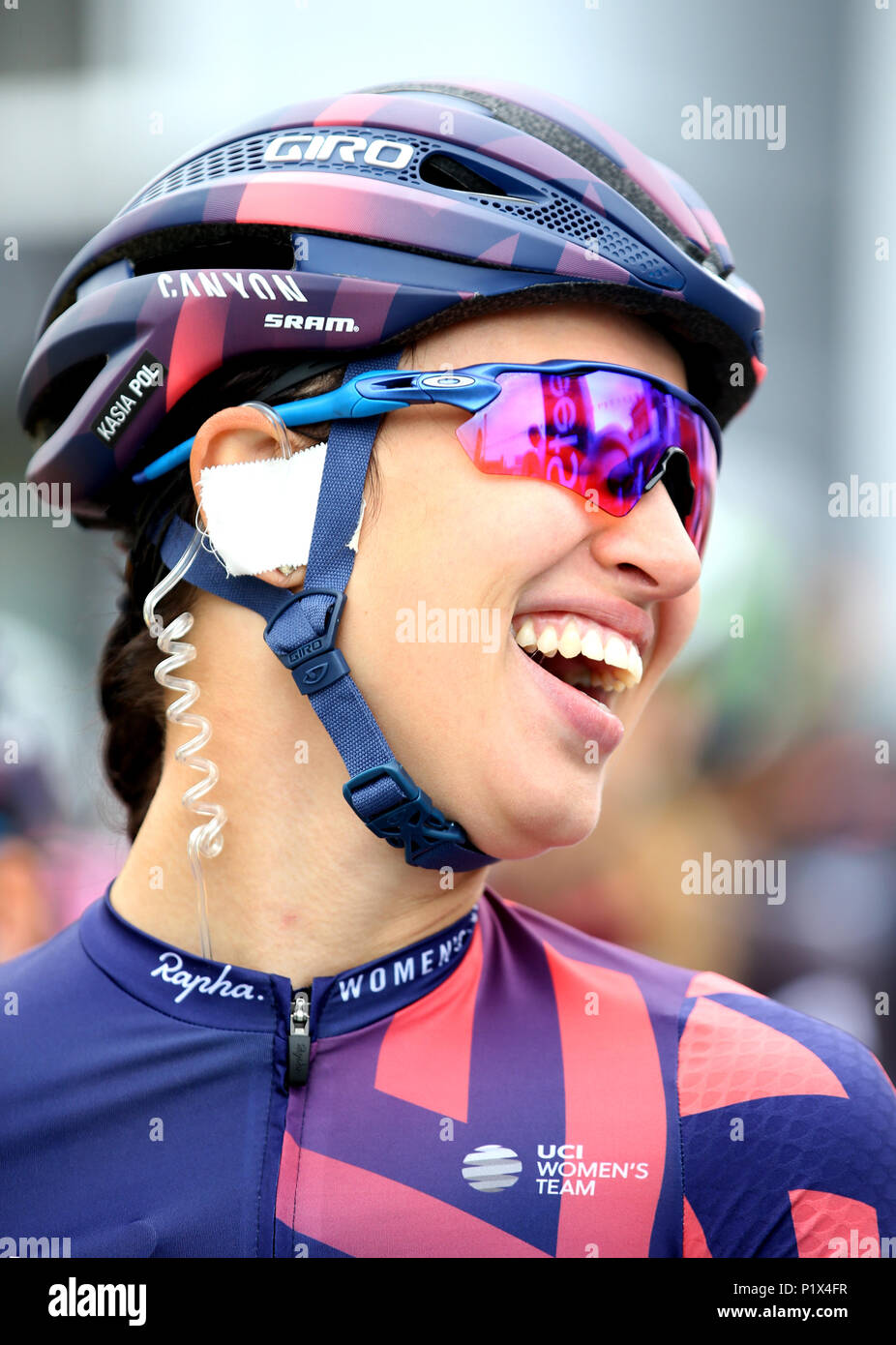 Canyon//Sram Racing Katarzyna Niewiadoma prima fase uno dell'OVO energia donna Tour da Framlingham a Southwold. Foto Stock