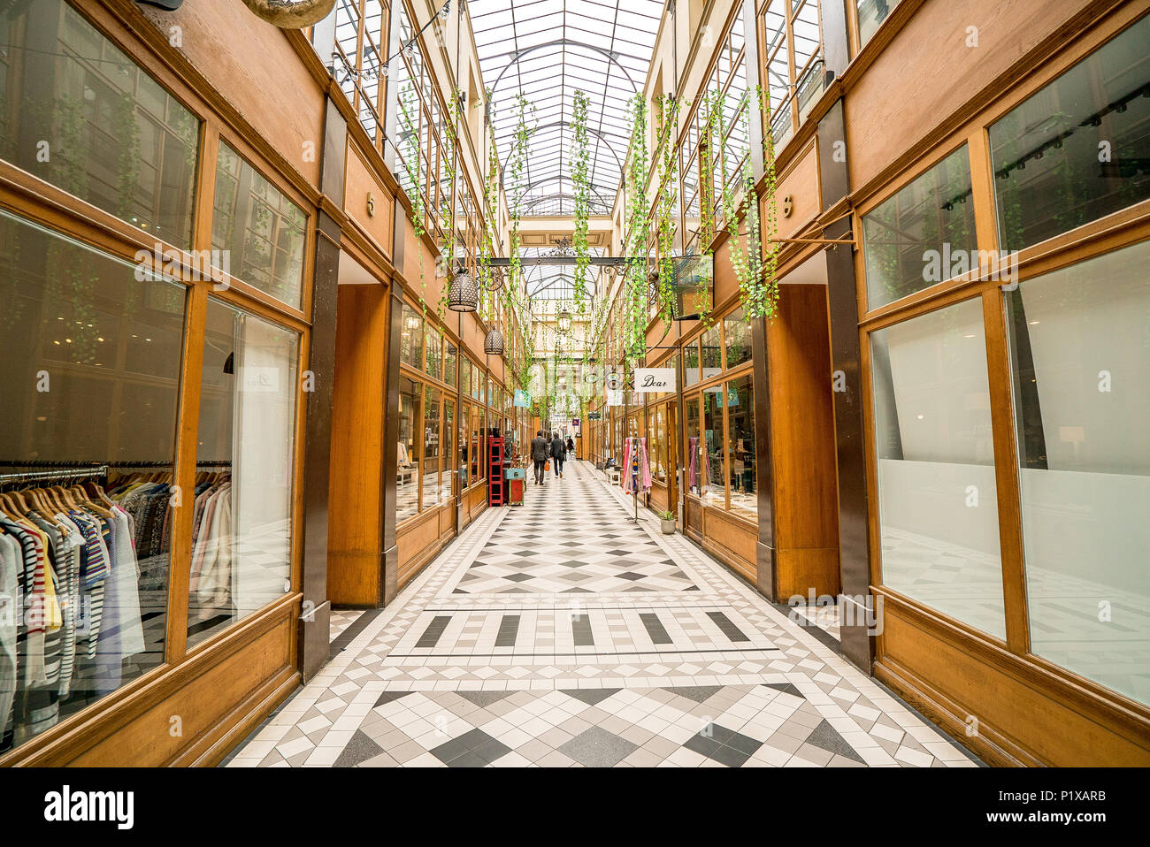 Passage du Grand Cerf nel 2nd circondario, è uno dei famosi passaggi coperti di Parigi. Parigi, Francia Foto Stock