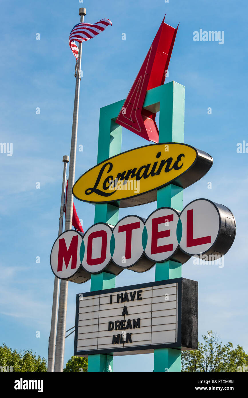 Lorraine Motel di Memphis, Tennessee dove Martin Luther King Jr è stato assassinato il 4 aprile 1968. (USA) Foto Stock