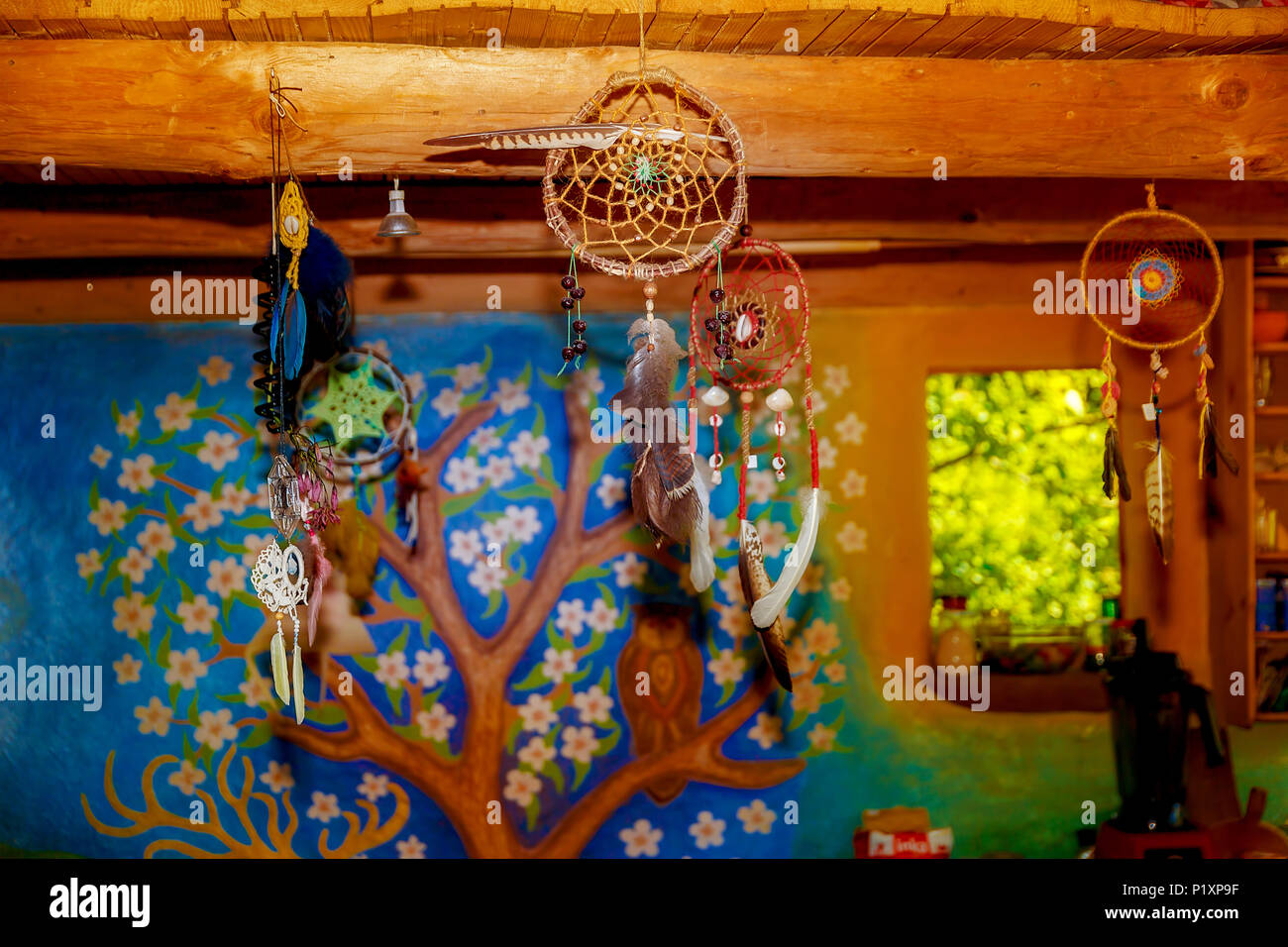Dream Catcher in splendidi interni in background Foto Stock