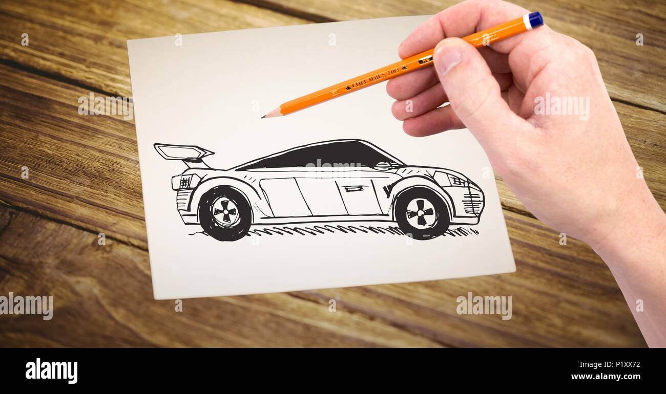 Schizzo di auto e disegno a mano Foto Stock