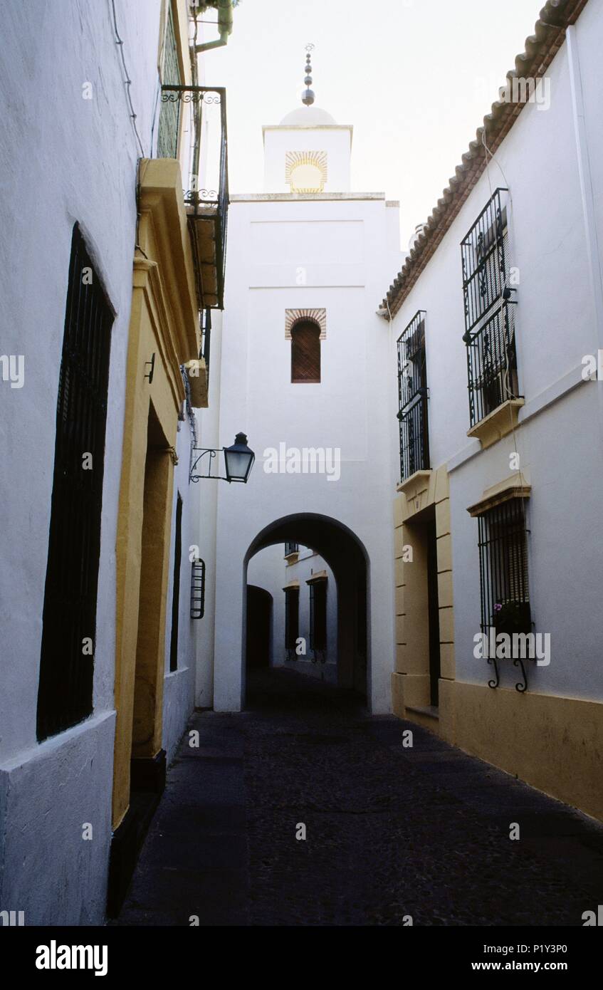 Judería / quartiere ebraico; moschea e la strada stretta. Foto Stock