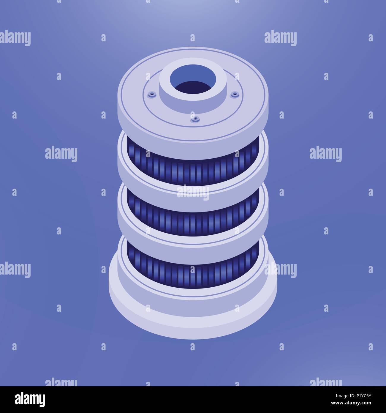 Server di database nel computer isometry Illustrazione Vettoriale