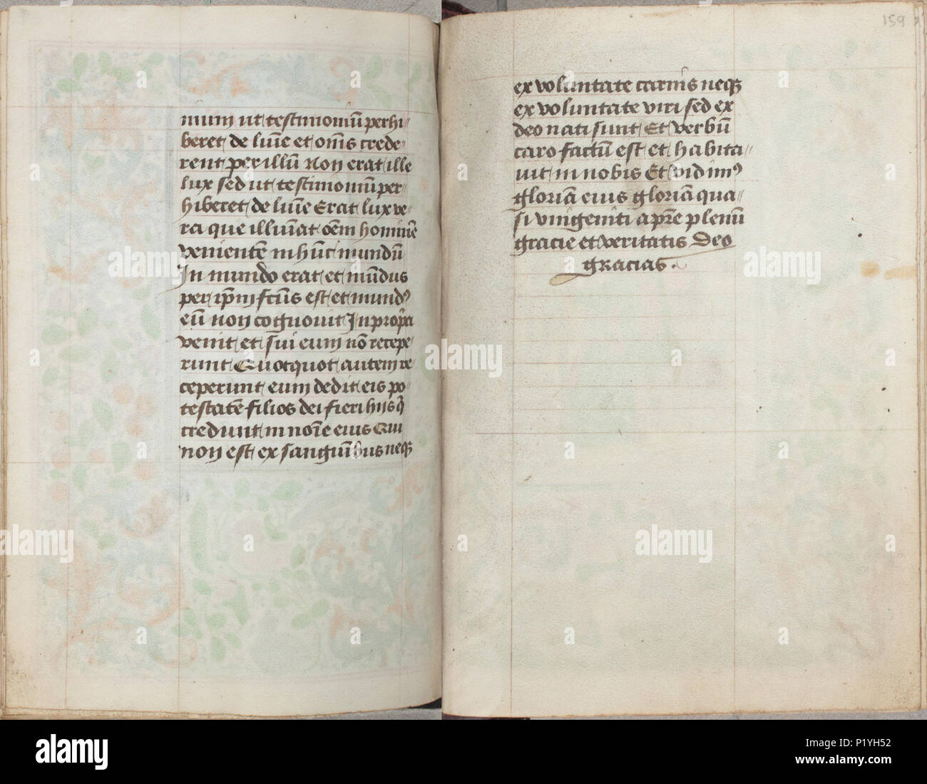 . Trivulzio Libro d Ore - KW SMC 1 - folio 158v (sinistra) e 159R (destro) . Lato sinistro folio 158v; destra folio 159r dal Trivulzio Libro d Ore - KW SMC 1 . circa 1470. Scribe: Nicolas Spierinc 310 Trivulzio Libro d Ore - KW SMC 1 - folio 158v (sinistra) e 159R (destra) Foto Stock