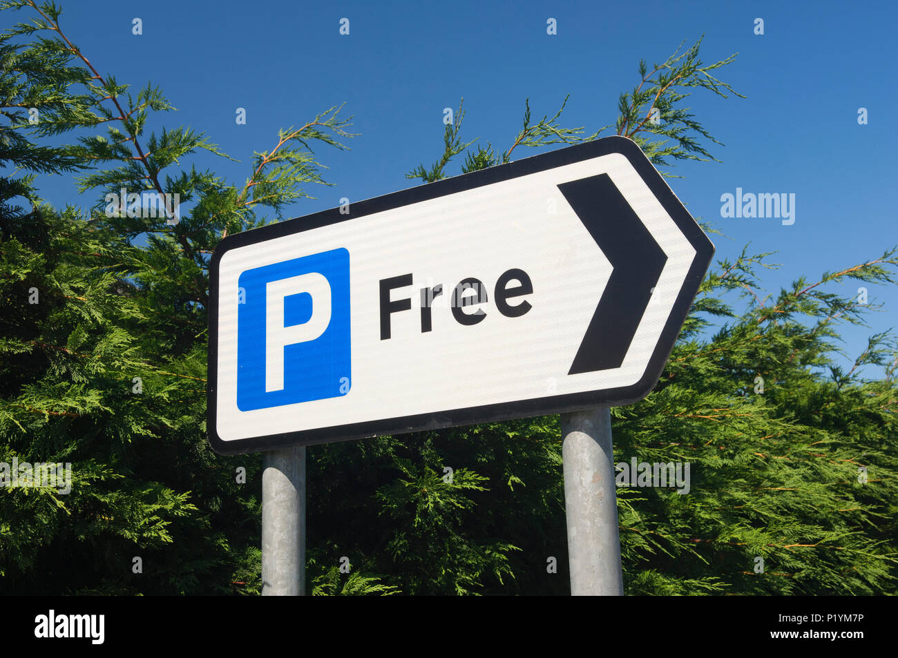 Parcheggio gratuito segno - Scozia, Regno Unito. Foto Stock