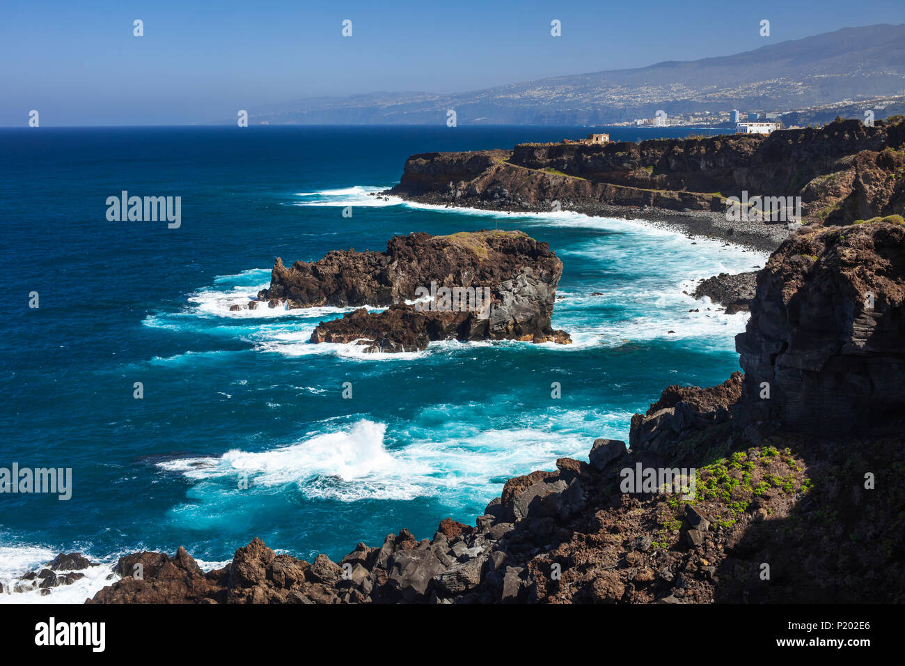 Scenic seascape di Tenerife, Isole canarie, Spagna. Sfondo di viaggio. Vacanze Estate concetto. Foto Stock
