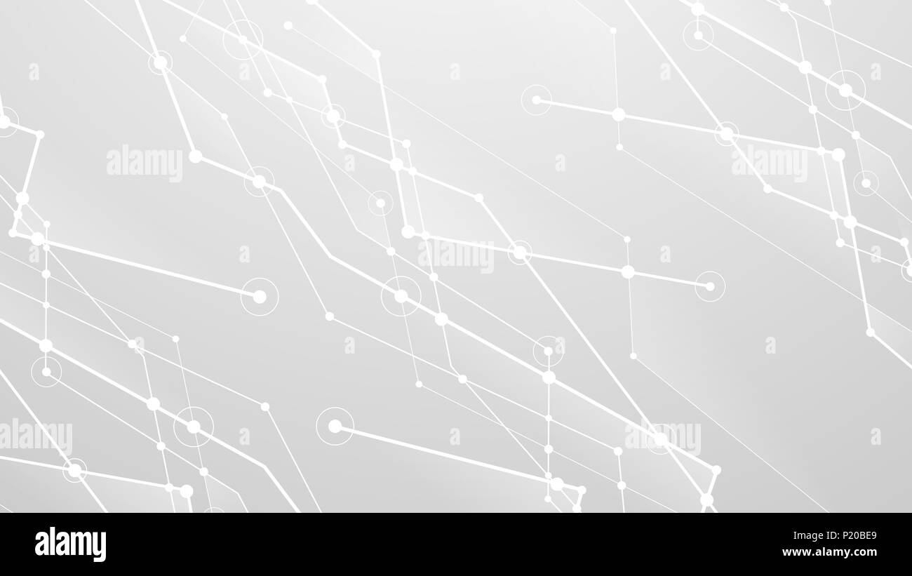 Abstract blockchain futuristico sfondo luminoso. Puntini collegati con forme poligonali. Il design del vettore digitale il concetto di tecnologia texture Foto Stock