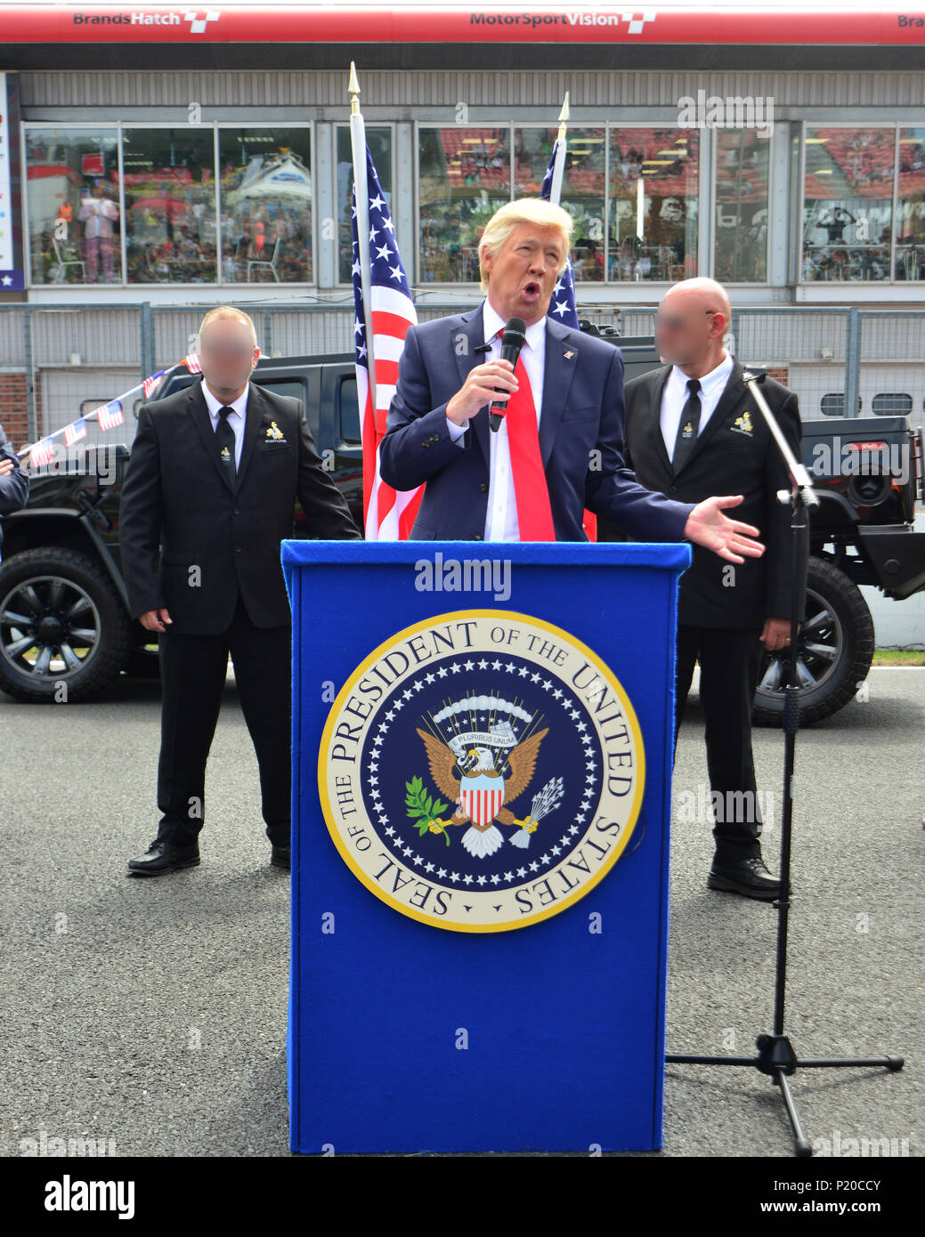 Il presidente non, Donald Trump, American Speedfest VI, Brands Hatch, giugno 2018, automobili, Autosport, auto, il circuito da corsa, Inghilterra, intrattenimento Foto Stock
