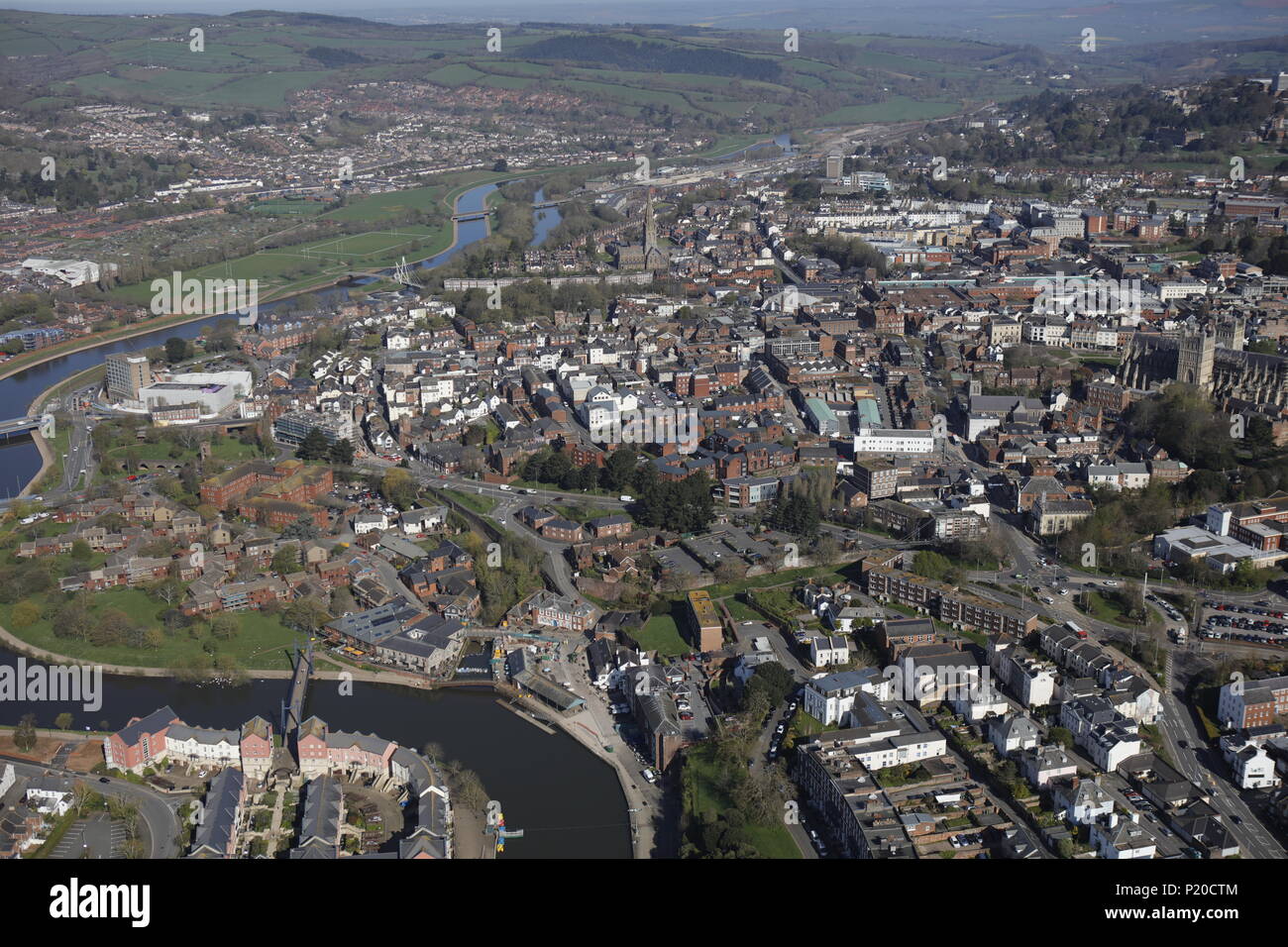 Una veduta aerea del Devon città di Exeter Foto Stock