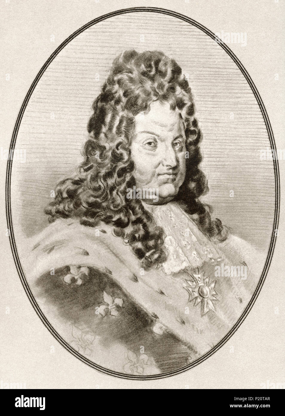 Luigi XIV, 1638 - 1715, aka Luigi il Grande o il Re Sole. Re di Francia. Illustrazione da Gordon Ross, artista americano e illustrator (1873-1946), dal vivere le biografie di famosi sovrani. Foto Stock
