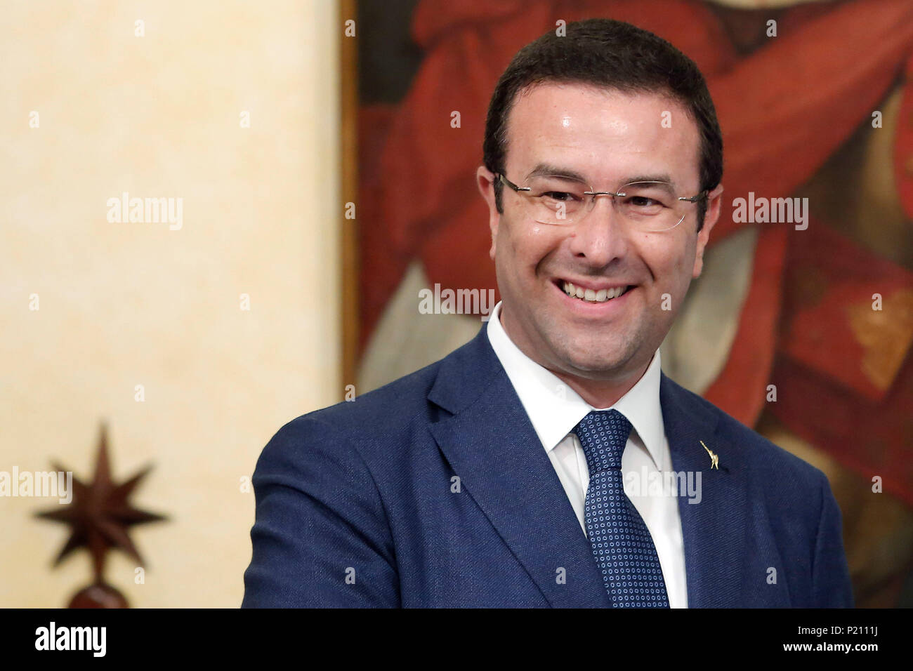 Stefano Candiani, Sottosegretario Interni Roma 13/06/2018. Palazzo Chigi. Giuramento dei nuovi Sottosegretari. Roma xiii di giugno. Palazzo Chigi. Cerimonia del giuramento per 39 nuovi sottosegretari Foto Samantha Zucchi Insidefoto Foto Stock