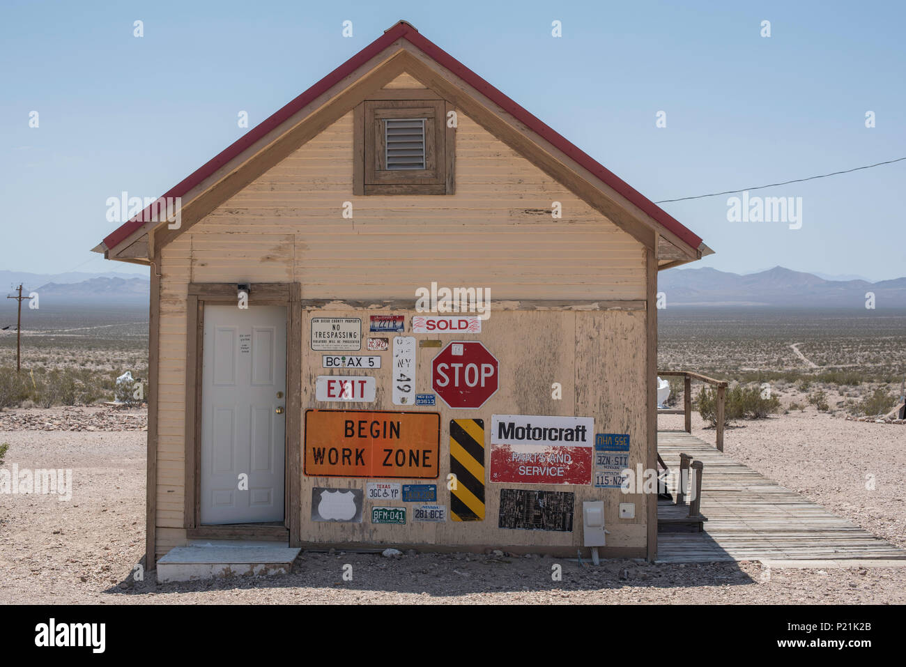 Goldwell open air museum di riolite storiche miniere d'oro di Ghost Town, nei pressi di Beatty, Nevada, STATI UNITI D'AMERICA Foto Stock
