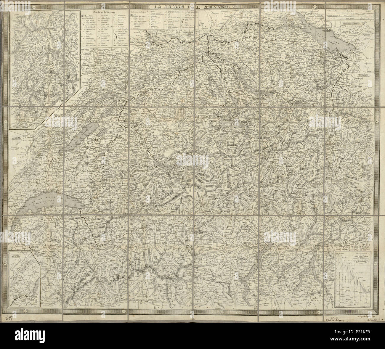 . Norsk bokmål: Kart fra Nasjonalbibliotekets kartsamling. Kartet er gitt ut i (1843 datert m/Penn) og viser Sveits. Prima 1843 datert m/penn. Sconosciuto 299 Sveits - no-nb krt 00924 Foto Stock