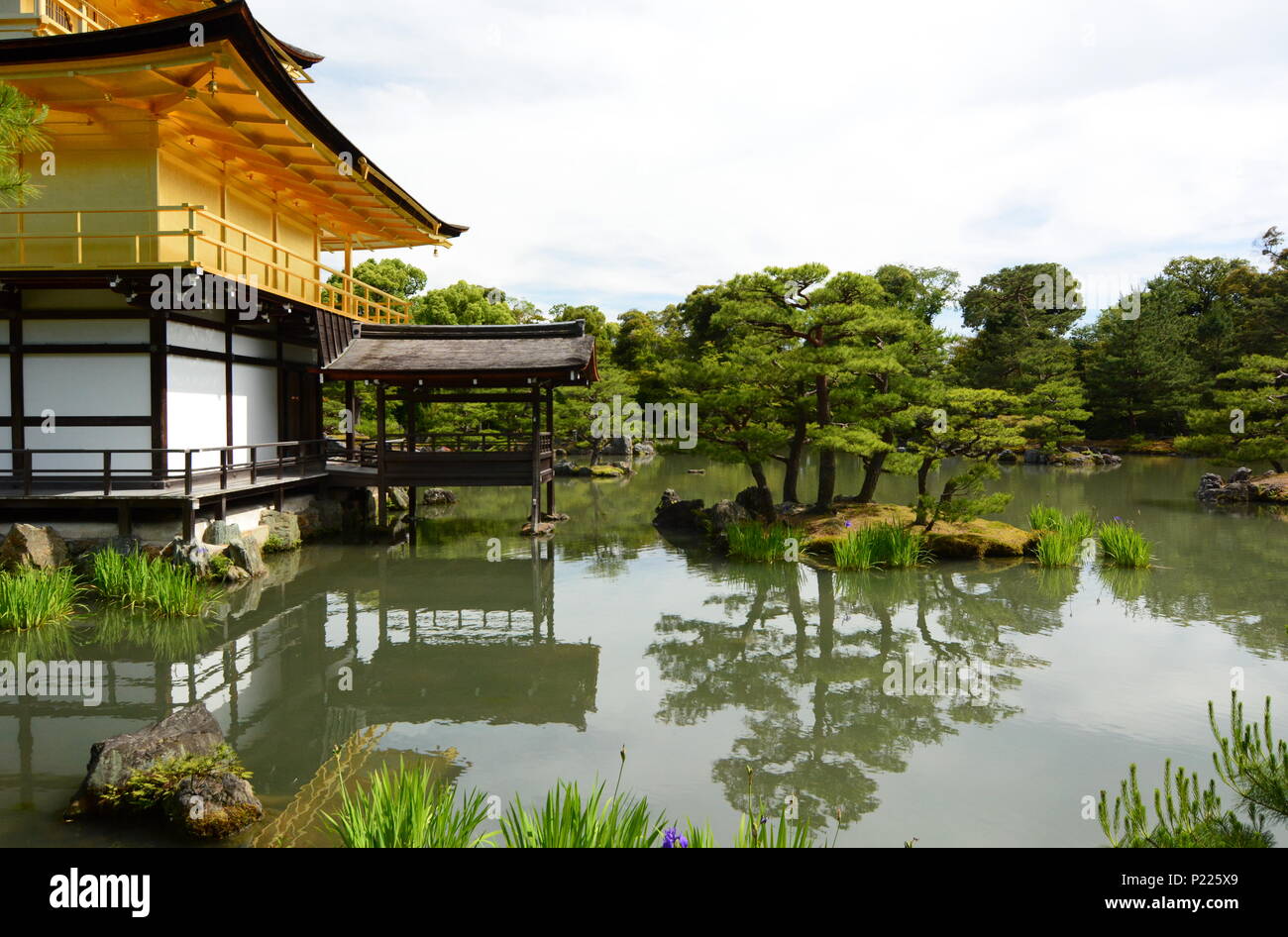 Vista posteriore. Kinkaku-ji o Padiglione Dorato Zen tempio buddista. Il protocollo di Kyoto. Giappone Foto Stock