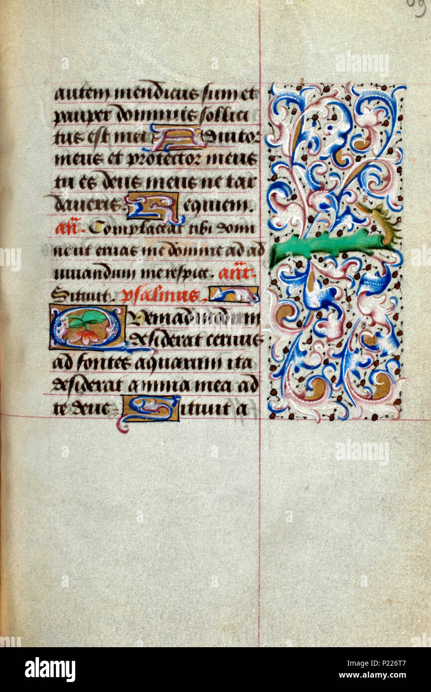 . Folio 069r dal Libro d Ore di Simon de Varie - KB 74 G37a . Folio 069r dal Libro d Ore di Simon de Varie - KB 74 G37a . 1455 35 Libro d Ore di Simon de Varie - KB 74 G37a - folio 069r Foto Stock