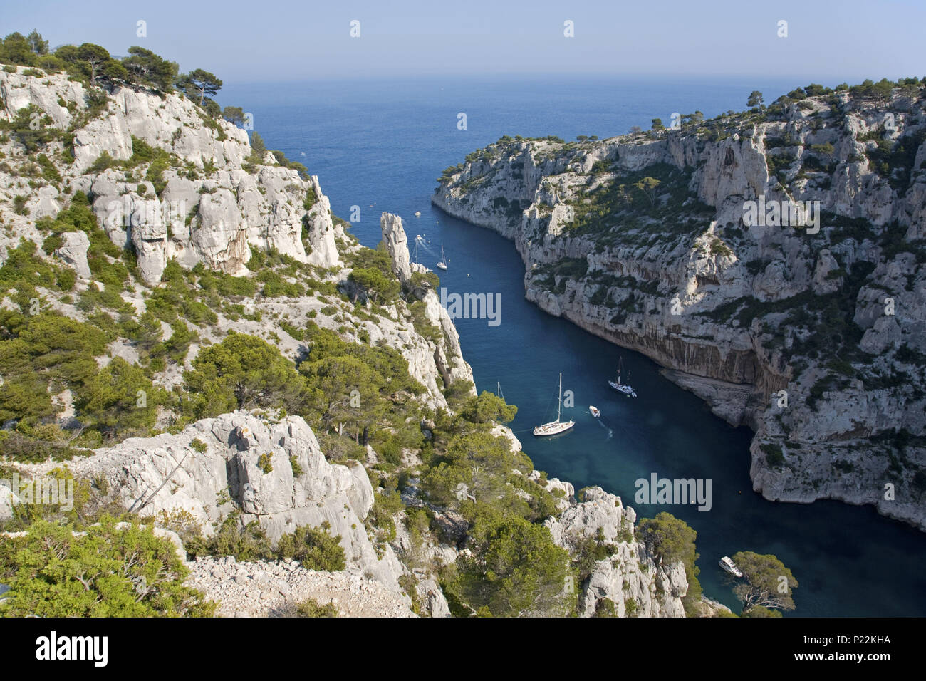 Bay En-Vau Calanque vicino a Cassis, Provenza, massiccio delle Calanche, Provence-Alpes-Côte d'Azur, in Francia, Foto Stock