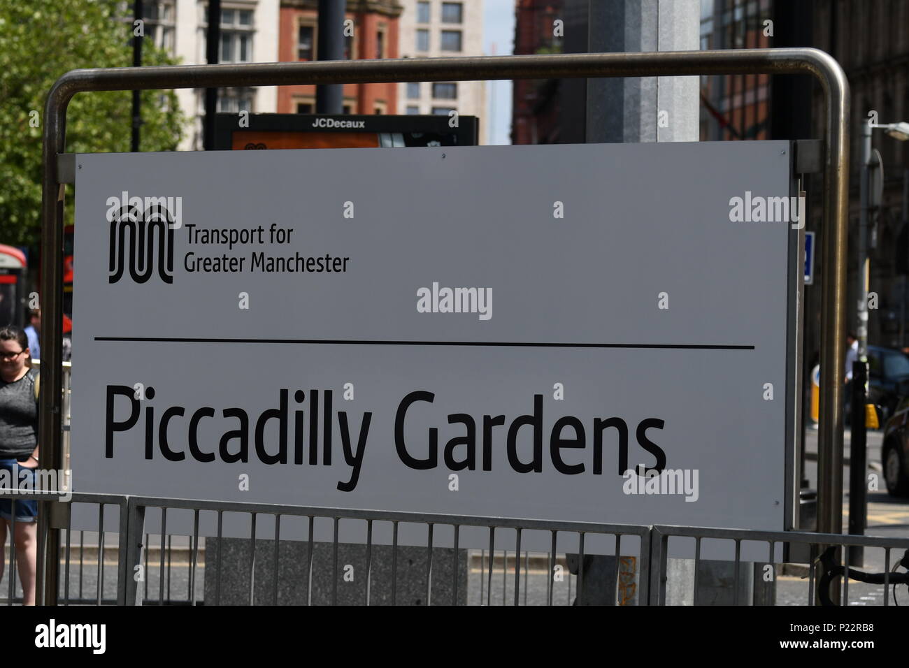 Piccadilly gardens segno Foto Stock