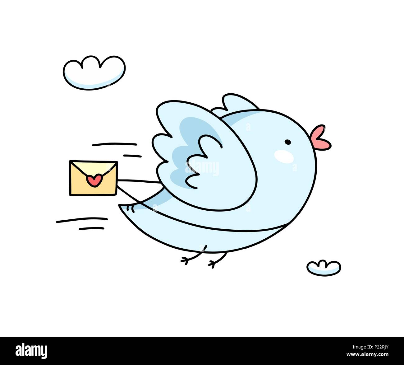 Grazioso Uccello Blu Volare Con Il Messaggio Di Amore Vettore Di Piatto Divertente Fumetto Illustrazione Card Immagine E Vettoriale Alamy