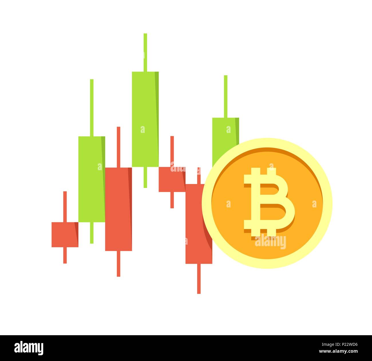 Valore Bitcoin grafico isolato su sfondo bianco. Piatto Cryptocurrency  illustrazione vettoriale Immagine e Vettoriale - Alamy