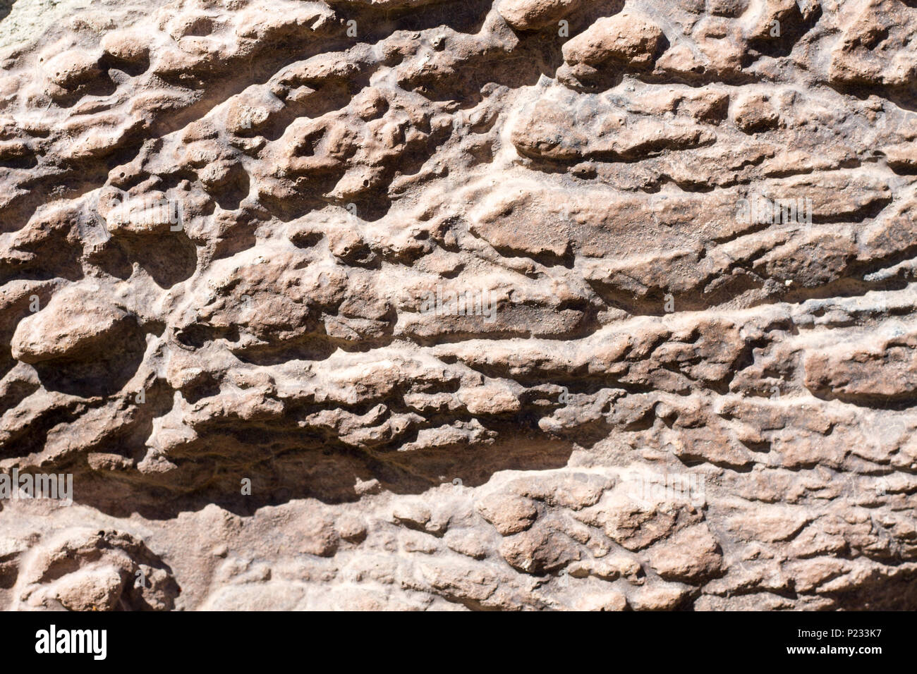 Close up dettaglio di tan pietra rivestimento texture Foto Stock