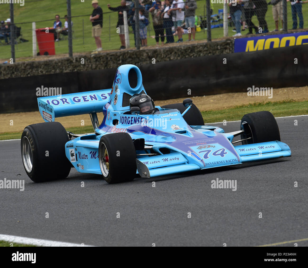 Judy Lyons, Gurney Eagle FA74, Anglo American 5000s, American Speedfest VI, Brands Hatch, giugno 2018, automobili, Autosport, auto, il circuito da corsa, Eng Foto Stock