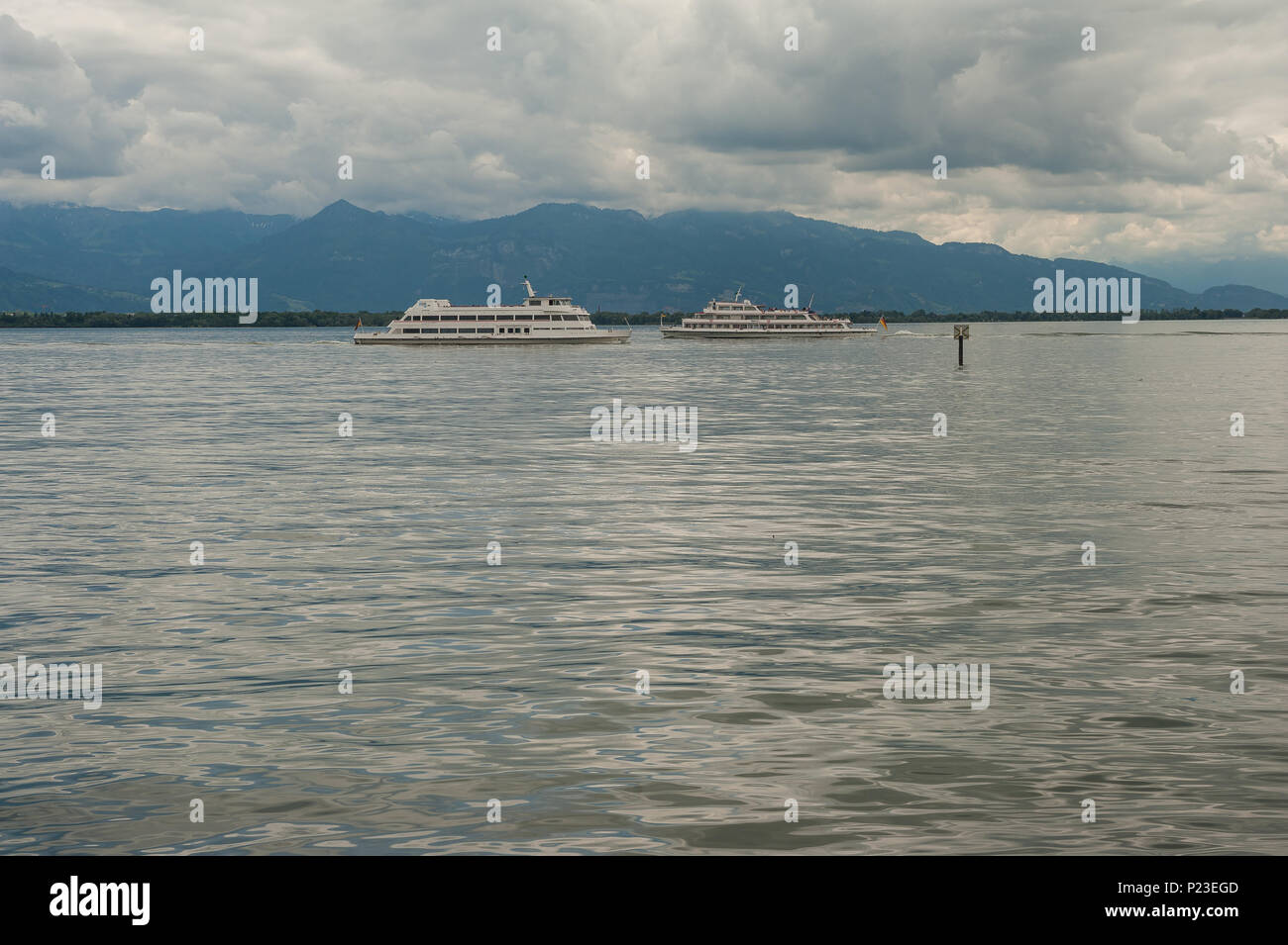 Lindau, Germania, le navi da passeggeri sul lago di Costanza Foto Stock