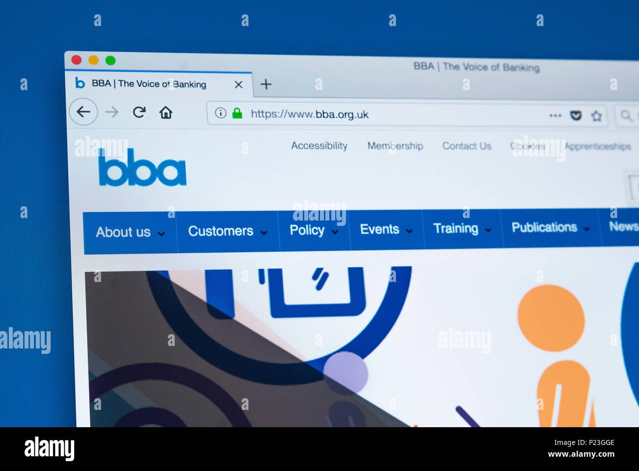 LONDON, Regno Unito - 22 FEBBRAIO 2018: la homepage del sito ufficiale della British Bankers Association - un associazione di categoria per il settore bancario nel Regno Unito e Foto Stock