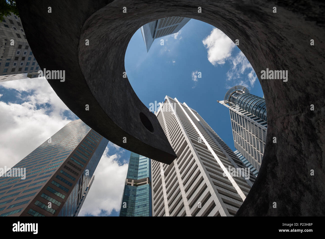 Singapore, Singapore, alti edifici moderni a Raffles Place Foto Stock