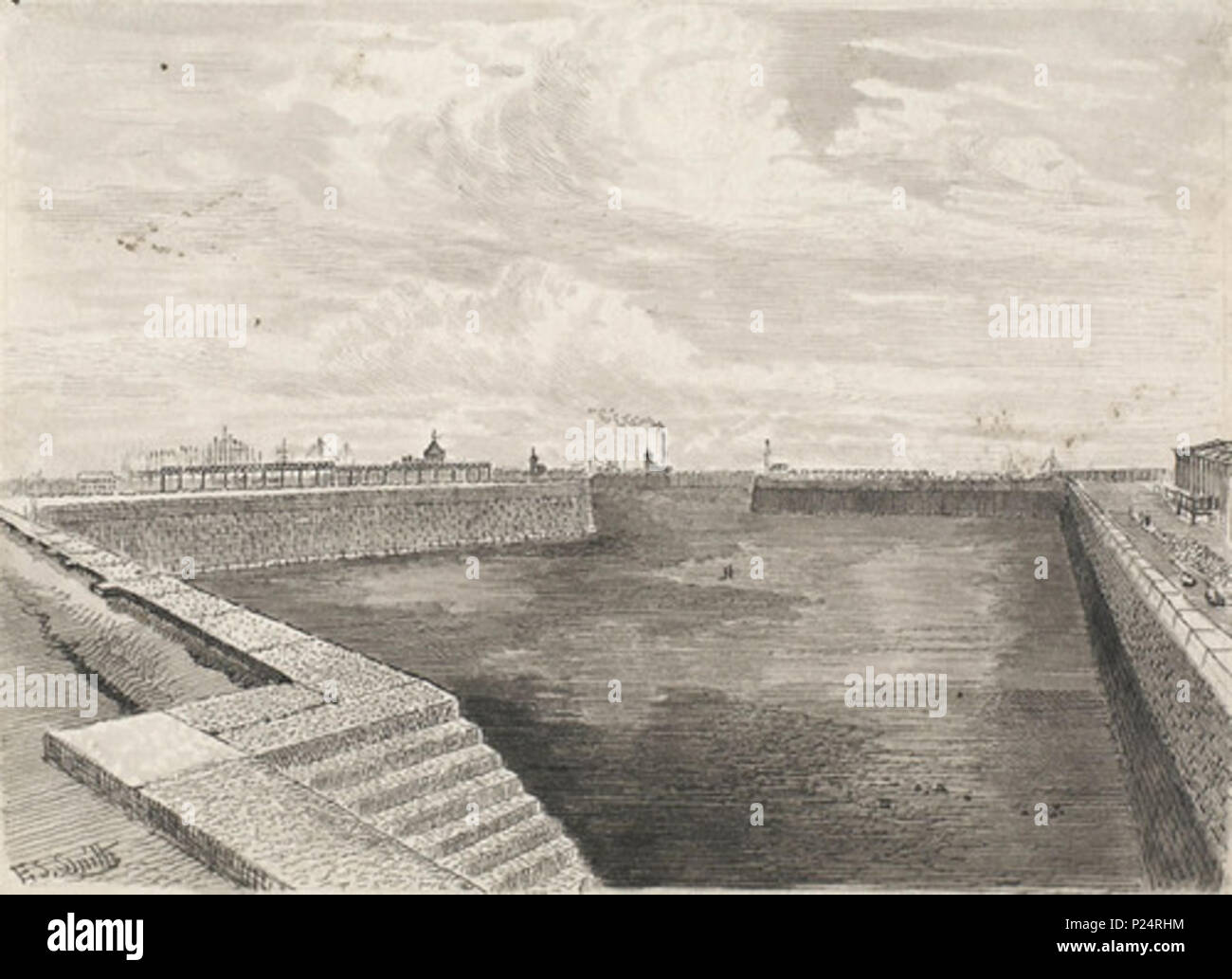 . Inglese: Alexandra Dock in via di completamento , maggio 1883 . 1883. Smith, Frederick Schultz (1860-1925) 15 Alexandra Dock in via di completamento , Maggio 1883 Foto Stock