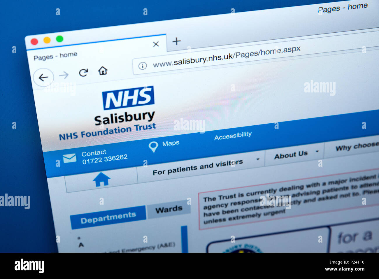 LONDON, Regno Unito - 5 MARZO 2018: la homepage del sito ufficiale di Salisbury NHS Foundation Trust nel Regno Unito, il 5 marzo 2018. Foto Stock