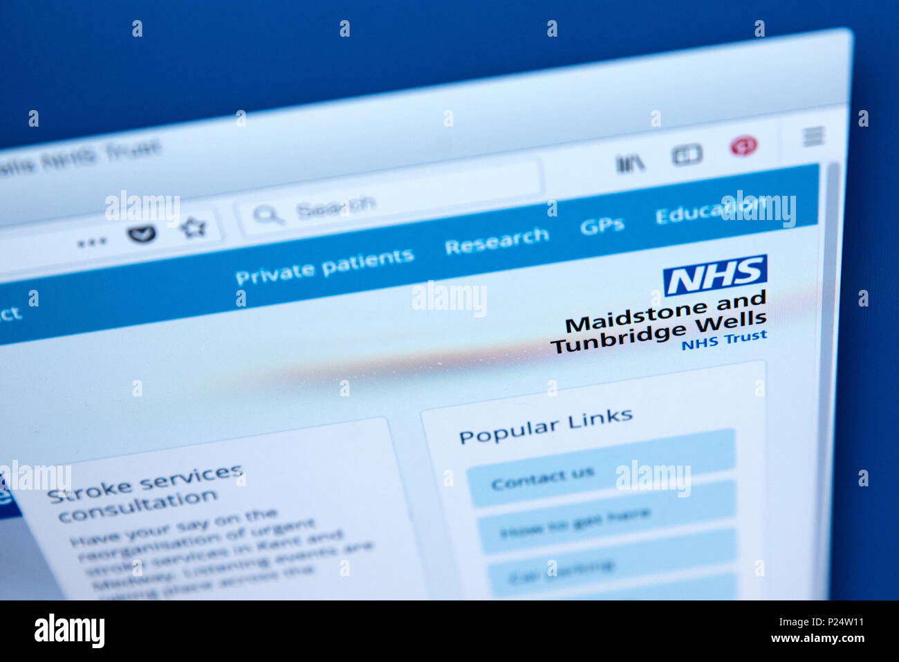 LONDON, Regno Unito - 5 MARZO 2018: la homepage del sito ufficiale di Maidstone e Tunbridge Wells NHS Trust nel Regno Unito, il 5 marzo 2018. Foto Stock