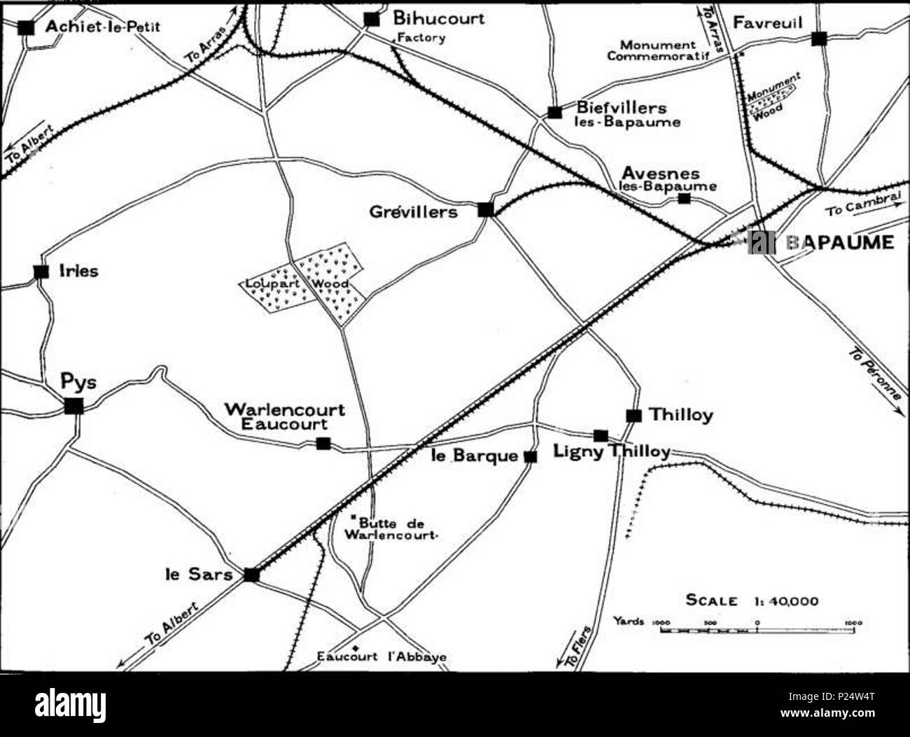 . Inglese: mappa di contorno della zona di Bapaume e circonda, agosto 1918 . 1921. Sconosciuto. Contenute nella Nuova Zelanda Division 1916 - 1919: una storia popolare sulla base di documenti ufficiali Autore: Col. H. Stewart dettagli pubblicazione: Whitcombe e tombe Limited, 1921, Auckland 30 Bapaume mappa, Agosto 1918 Foto Stock