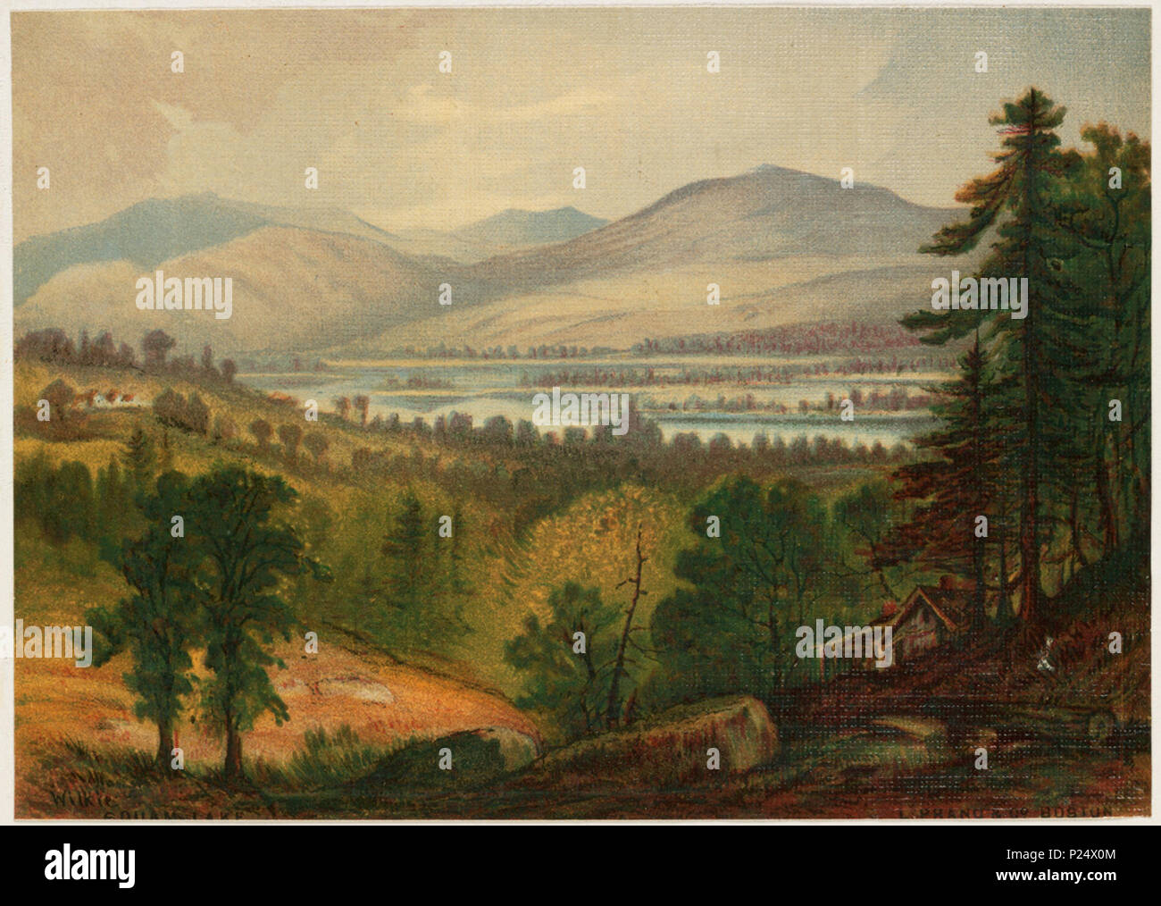 . Inglese: nome file: 07 11 000038 Titolo: Lago Squam creatore/collaboratore: Wilkie, Robert D., 1828-1903 (artista); L. Prang & Co. (Editore) Data di pubblicazione: 1861-1897 (approssimativo) descrizione fisica nota: Genere: Chromolithographs; Landscape stampa Location: Boston Public Library, reparto di stampa diritti: No restrizioni note Flickr dati su 2011-08-08: Fotocamera: Sinar AG Sinarback 54 FW, Sinar m Licenza: CC BY 2.0 Utente: Boston Public Library BPL . 1861-1897 (approssimativo) caricamento su Flickr data: 2008-07-23 13:29:38 . Wilkie, Robert D., 1828-1903 (artista); L. Prang & Co. (Editore) 296 Squam Lake Foto Stock
