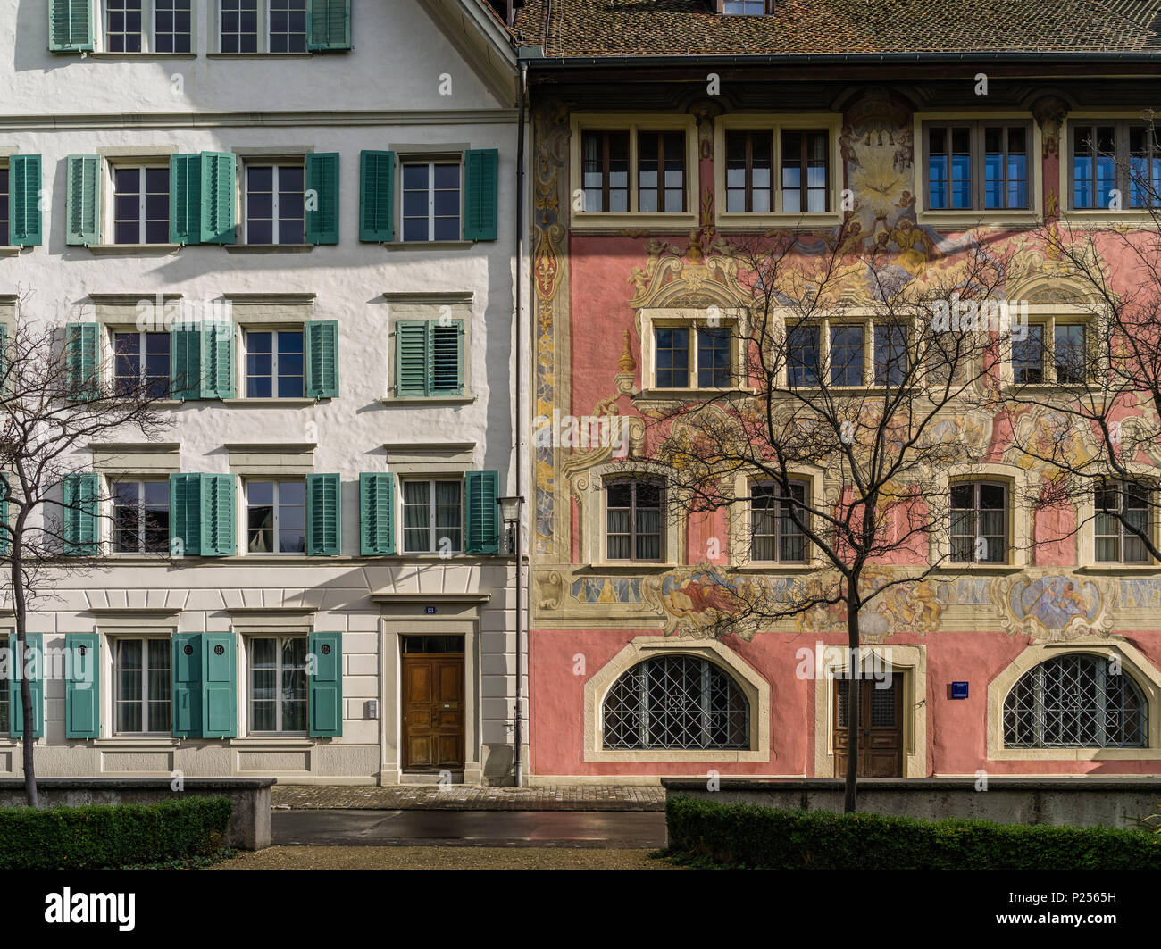 San Oswalds Gasse nella città vecchia di Zugo Foto Stock
