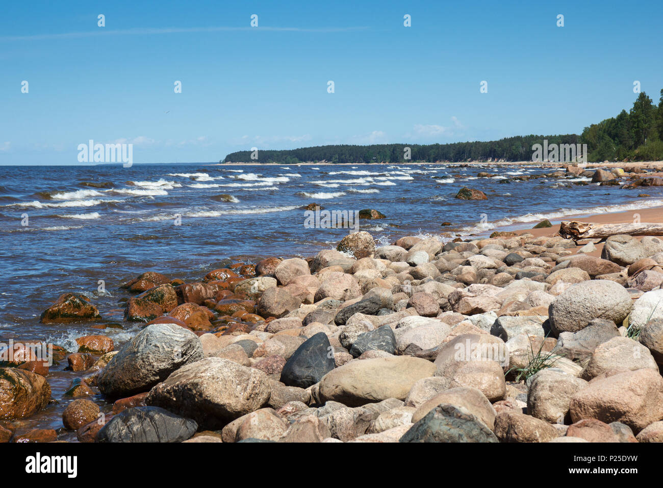 La costa rocciosa del Mar Baltico Foto Stock